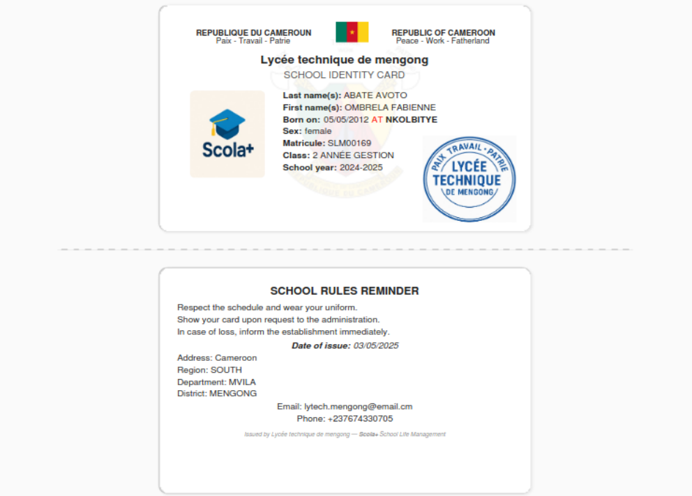 Carte Scolaire Cameroun